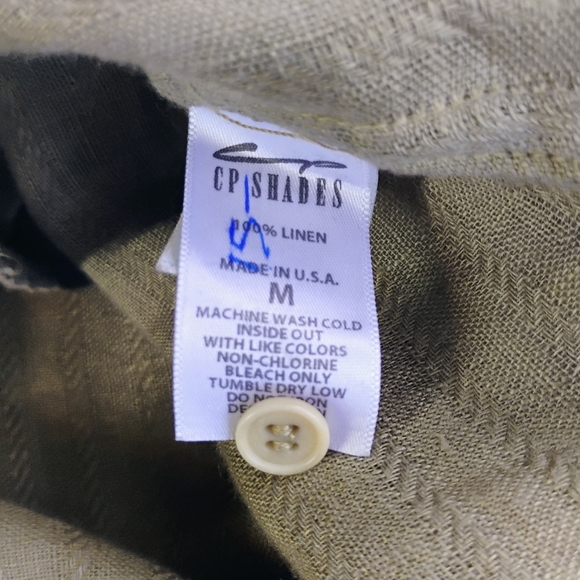 CP Shades Button Down Shirt Womens Medium Green 100% Linen Minimalist Neutral - Picture 6 of 10